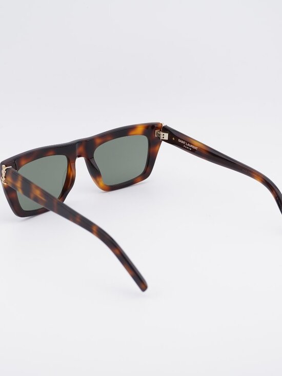 Saint Laurent SLM131 003 Sunglasses Havana Rectangle Frame, Green Lenses main image 5